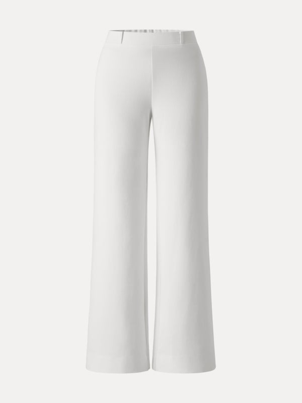 OGL White Ponte Not-See-Thru Drapey Mid Rise Wide Leg Pull-on Pant with Pockets